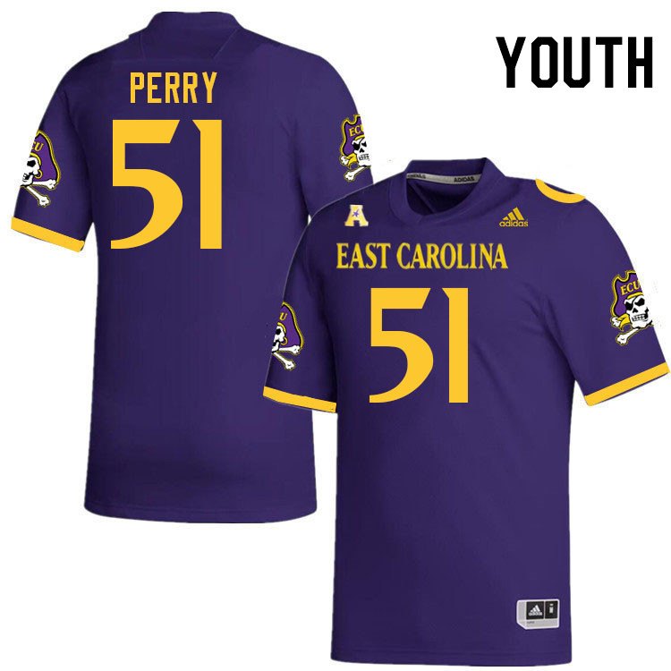 Youth #51 Shane Perry ECU Pirates College Football Jerseys Stitched-Purple
